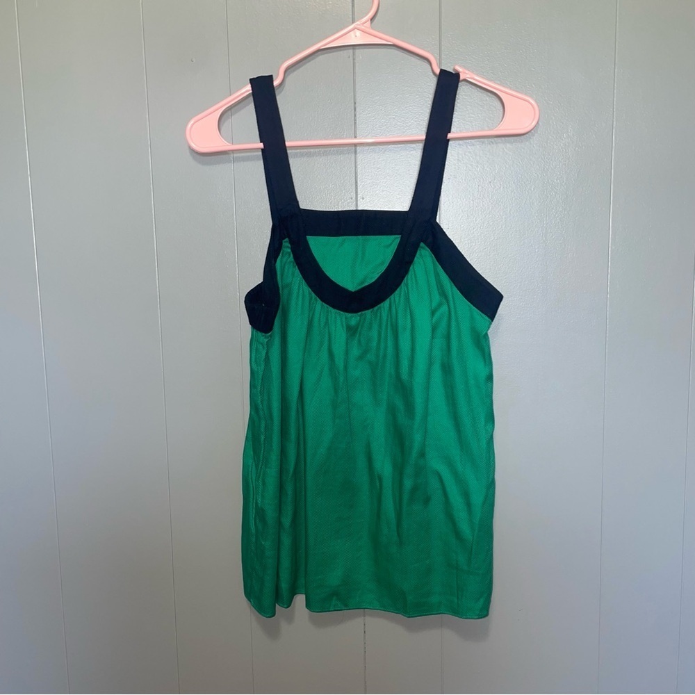 Banana Republic Green with Navy Trim Tank Top Cami Small